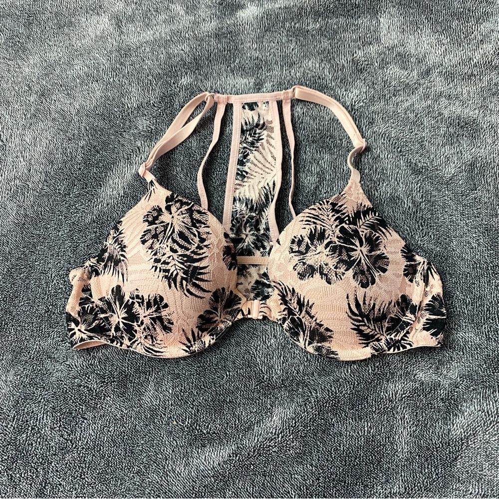 Victoria’s Secret Pink Floral Strappy Racerback Bra Size 34 B